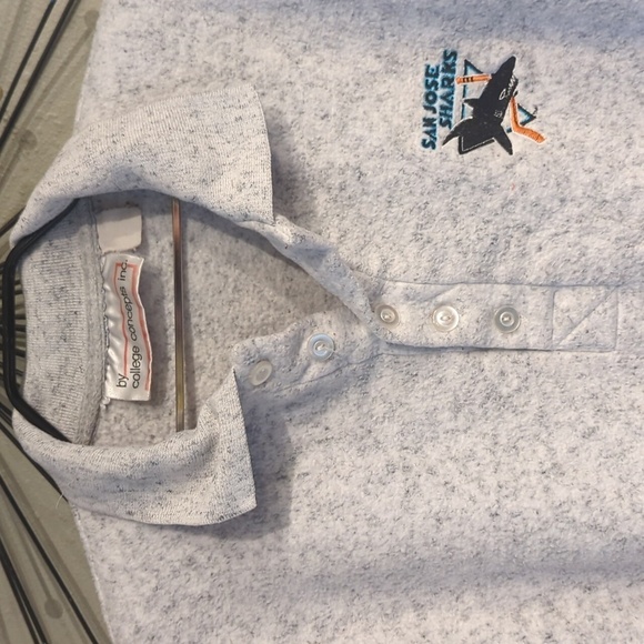 San Jose Sharks Vintage Fleece Button Polo Sweatshirt Pockets college NHL Hockey - Picture 3 of 9